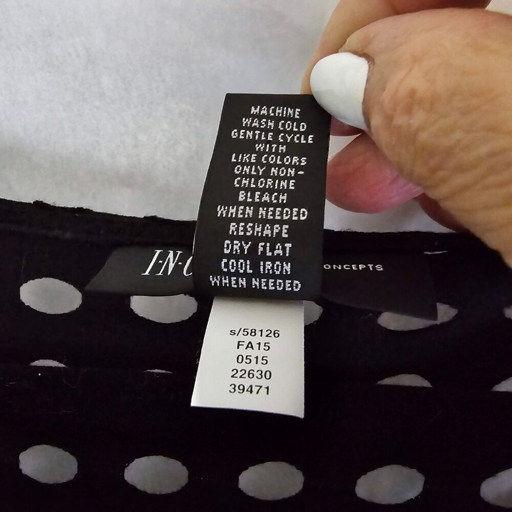 INC Macys Black Open Knot Eyelet Short Sleeve Shirt Cover Up So Soft Size 1X EUC - Picture 9 of 11